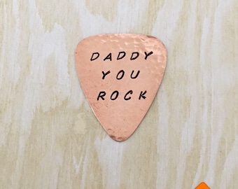 CUSTOM Guitar Pick, COPPER Plectrum, Guitar Pick, Personalized Pick, Functional, Usable Gift, Musican, My Mommy Rocks, Coordinates