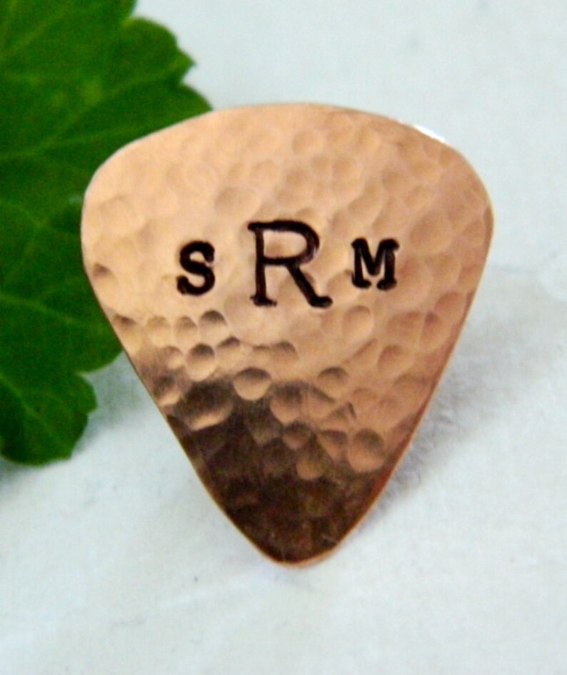 Custom MINI Guitar Pick TIE TACK, Copper Tie Pin, Personalized Mens Jewelry, Musician, Wedding Party, Pick Pin, Hubby Gift image 5