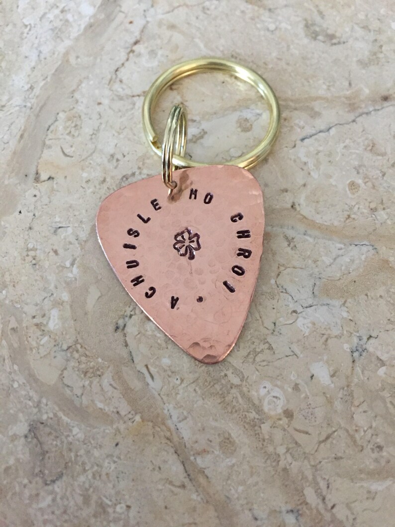 CUSTOM Guitar Pick Keyring Copper Personalized Keychain Etsy