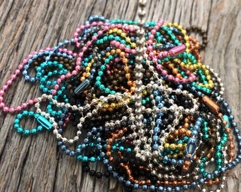 Steel Ball Chain Necklace: Colored, Silver Plate (18-24 inches)