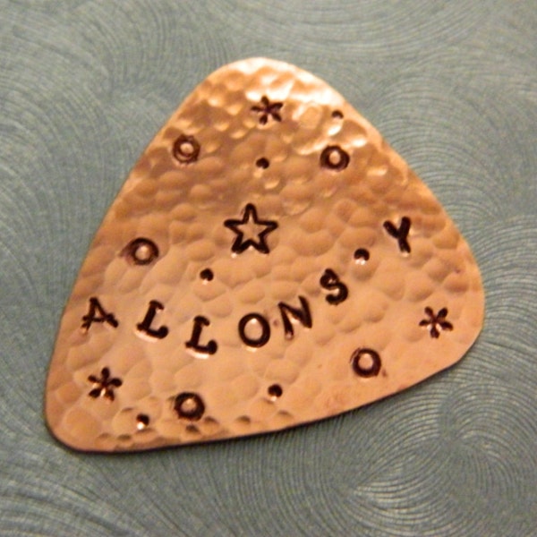 ALLONS-Y! Guitar Pick, Doctor WHO, Solid Copper, Whovian, The Doctor, Fan Gift, 10th Doctor, Tennant, Time Lord, SuperWhoLock Gift, Plectrum