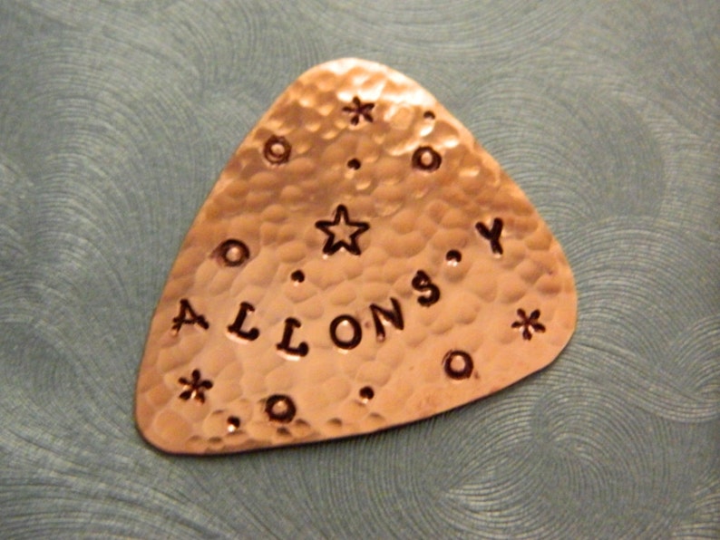 ALLONS-Y Guitar Pick, Doctor WHO, Solid Copper, Whovian, The Doctor, Fan Gift, 10th Doctor, Tennant, Time Lord, SuperWhoLock Gift, Plectrum image 1