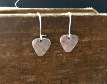 Mini Guitar Pick Earrings, Sterling Silver, Musician Earrings, Guitar Pick Jewelry, Guitarist Gift, Lightweight Earrings, Small Jewelry