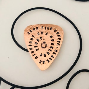 Twin Peaks Guitar Pick, Damn Fine Coffee, Black As Midnight, Agent Dale Cooper, Handstamped, TP Fandom, Useful Gift image 3