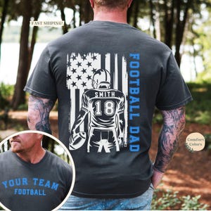 Dad Football Shirt With Number - Football Dad Shirt Personalized, Custom Football Dad Shirt, Flag Football Dad Shirt, Team Shirt With Number