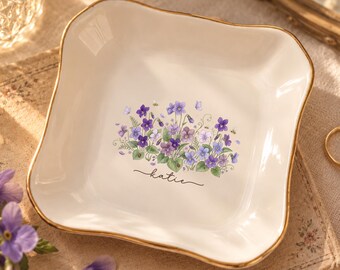 Custom Sapphic Violets Trinket Tray, Lesbian Room Decor