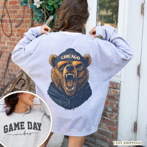 Retro Chicago Football Crewneck - Cute Chicago Football Sweatshirt, Chicago Sweatshirt Womens, Chicago Football Sweater Gift For Her