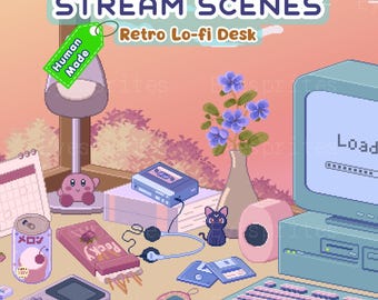 Lo-fi Retro 90s Desk Twitch & YouTube Animated Stream Scenes [MP4, PNG]