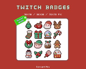 Christmas Twitch Sub Badges in Pixel Art Style [PNG]