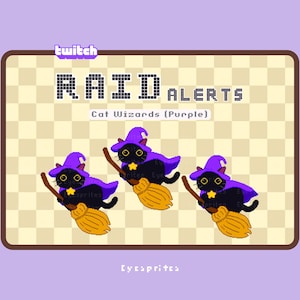 Avvisi raid Twitch di Black Cat in Purple Cloak: gatti maghi volanti [GIF e WEBM]