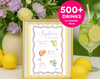Spritz Bar Menu Template Editable Canva Cocktail Menu Sign Aperol Spritz Station Bar Menu Sign Birthday Bridal Shower Bachelorette Party