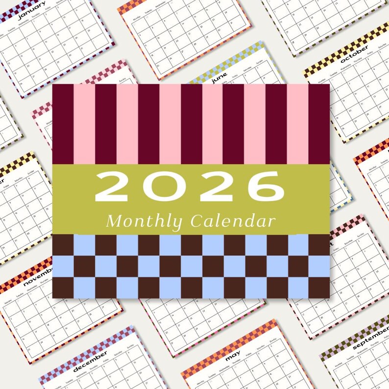 2026 Printable Monthly Calendar, Landscape Wall and Desk Planner ...