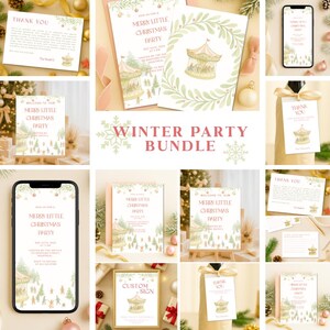 Christmas Carousel Party Mini Bundle Canva Templates Editable Holiday Invitation Games Signs Menu Decor Christmas Cute Bundle Customizable