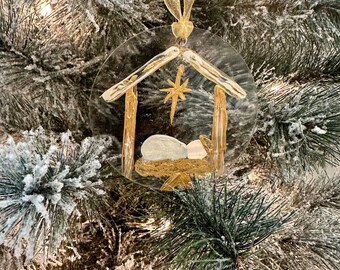 Acrylic manger scene ornament