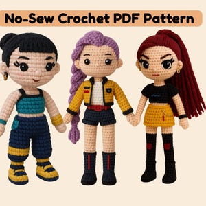 K-Pop Demon Hunters Crochet Pattern Set | No-Sew Amigurumi Dolls (Digital PDF Download)