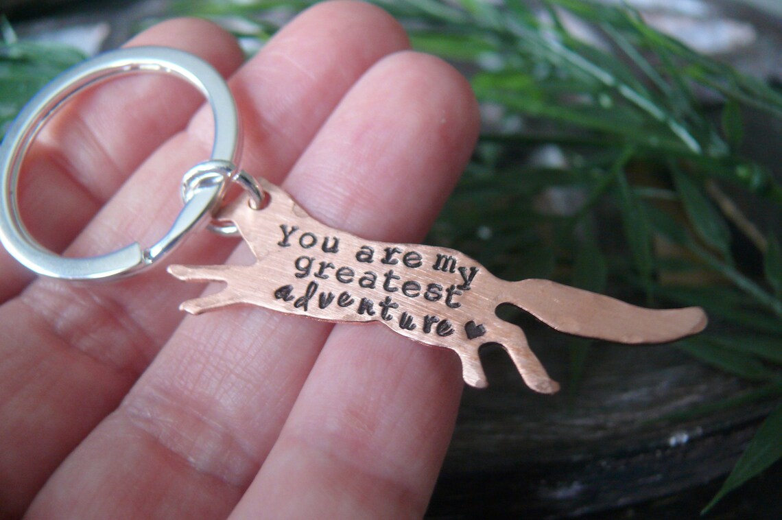 Fox Hand Stamped Copper Keychain Adventure Fox Keychain Etsy