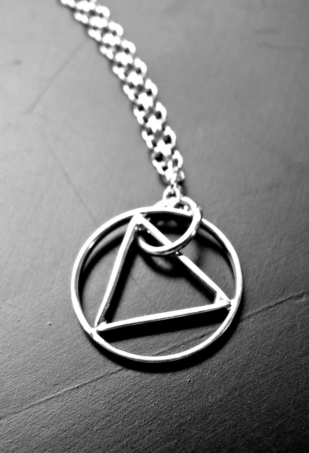 Sterling Silver Recovery Necklace Circle in Triangle AA Symbol Etsy