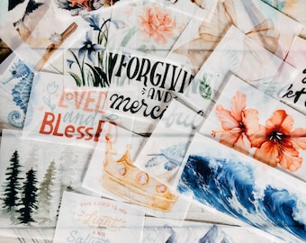 Bible Tip-Ins Vellum various devotion images 8 per set | Bible girls Journal | Bible accessories | Bible journaling pages