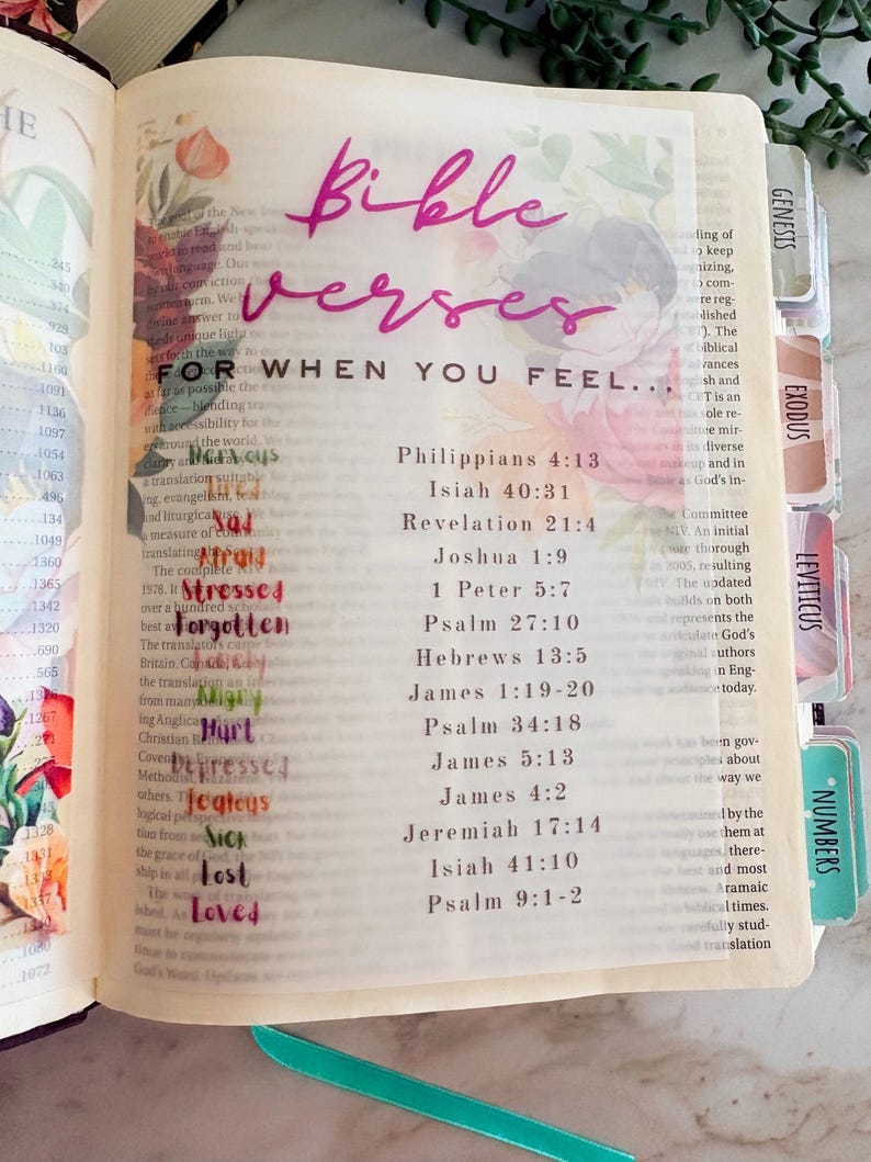 Bible Tip-Ins Vellum Anxiety Sadness Prayers images 2 per set | Bible girls Journal | Bible accessories | Bible journaling pages image 3
