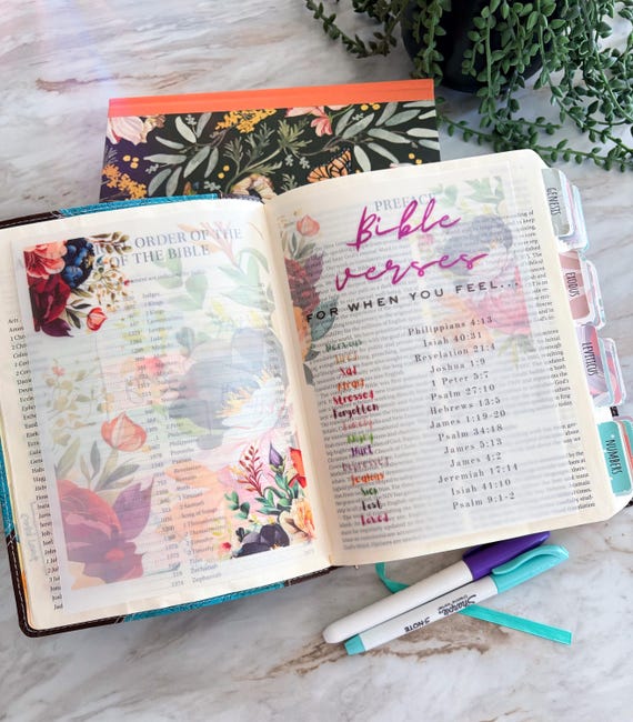 Bible Tip-Ins Vellum Anxiety Sadness Prayers images 2 per set | Bible girls Journal | Bible accessories | Bible journaling pages