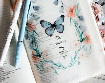 Butterfly Nature Themes Tip-Ins Vellum Sheets set of 2 | Bible girls Journal | Bible accessories