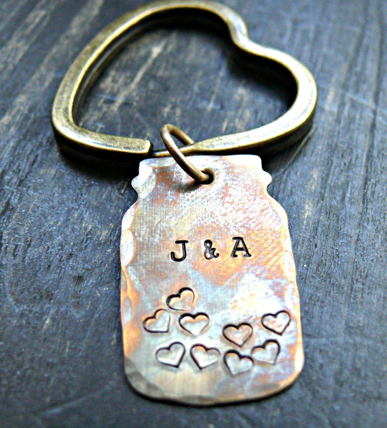 Personalized Mason Jar Keychain Cuples Keychain Initial Etsy
