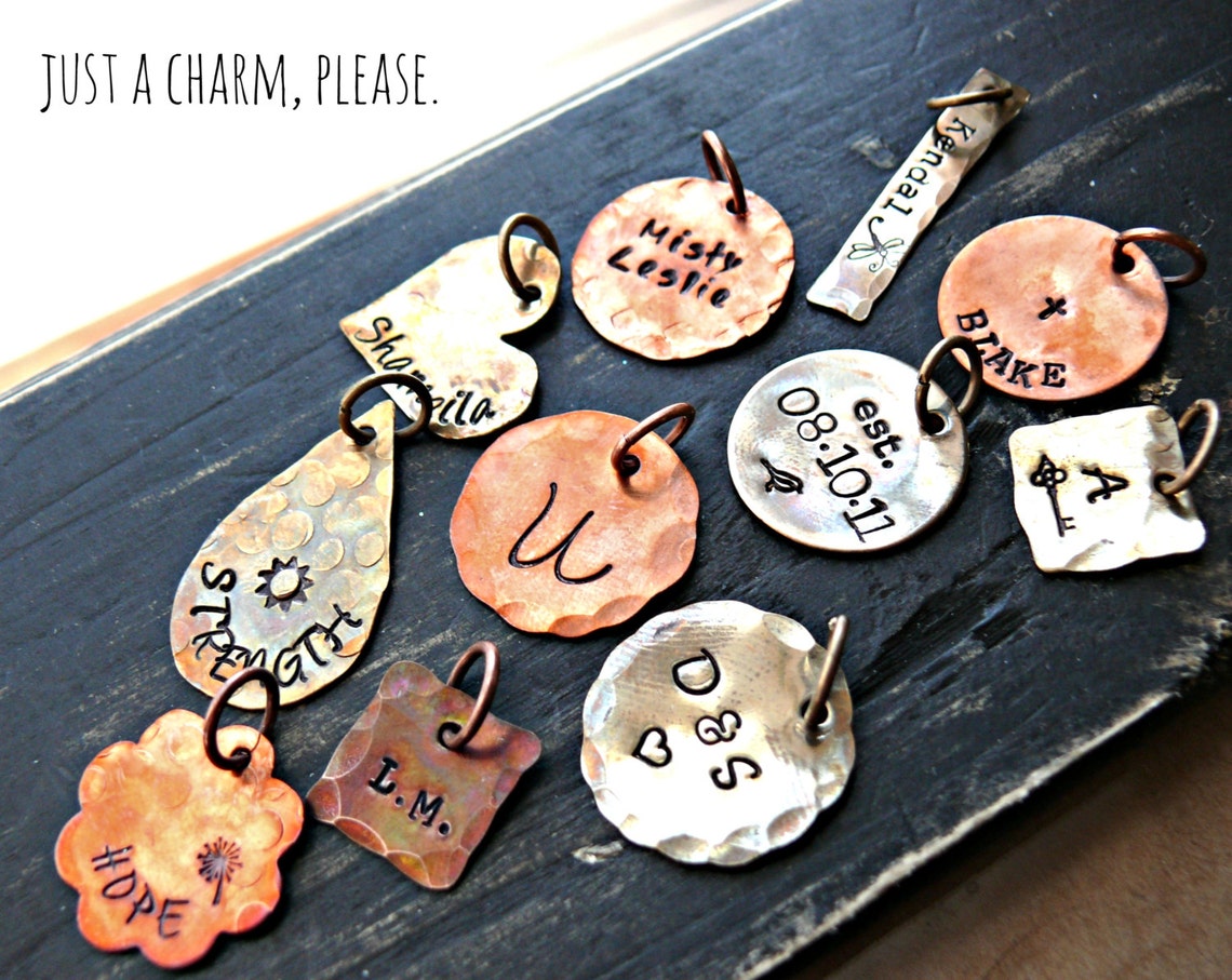 Hand Stamped Charms Personalized Charms Single Charms Etsy