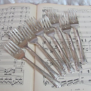Del Mar 1939 Pattern // Set of 8 Silver Plate Salad Forks Silverware Flatware No Mono // 1881 Rogers