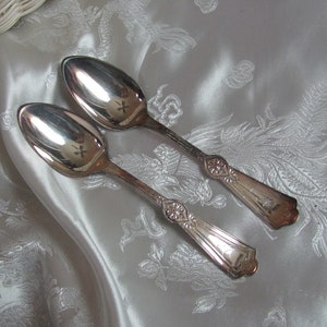 Matson Co // Set of 2 Silver Plate Teaspoons // Monogrammed Rare Ornate Fancy Antique Vintage SIlverware Flatware Cutlery
