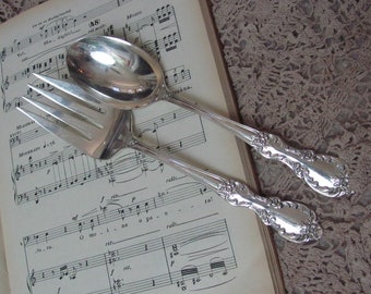 Grand Elegance - Silver Plate Large Serving Fork and Spoon Set  - Grand Elegance 1959 Pattern