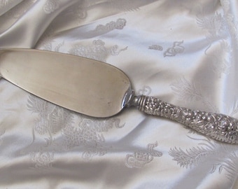 Beautiful Stieff Rose Sterling Silver Repousse Hollow Handle Cake Pie Server / Vintage Antique Flatware Silverware Cutlery