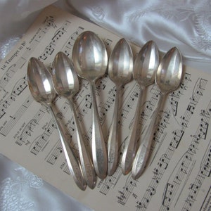 Patrician Pattern // 5 Fruit Spoons and Sugar - Silverware Silver Plate - Monogrammed