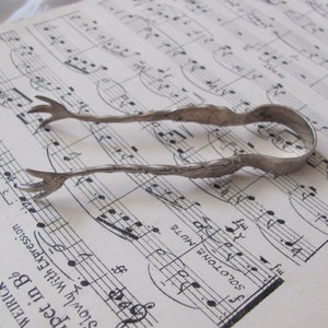 Reed & Barton // Antique Silver Plate Small Sugar Tongs Claw Foot - 3.75&quot; Inches  // Vintage Flatware Silverware Ornate Fancy rare