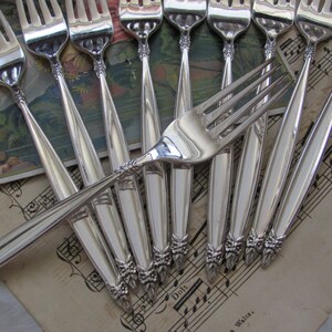 Girlandenmuster // 10er Silber Teller Gabeln - 1847 Rogers // Vintage Antikes Besteck SIlverware