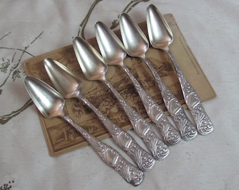 Opal Triumph 1890 Pattern // Silver Plate Set of 6 Fruit Spoons - Holmes & Edwards No Mono Rare // Antique Flatware Silverware Cutlery