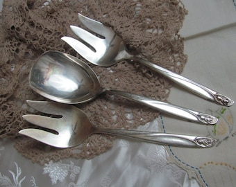 Set von 3 Vintage Silberplatte große Servier kalte Fleisch Gabeln Löffel - International SIlver