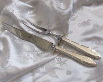 Reverie 1939 Pattern - Silver Plate Carving Set Meat Serving Knife and Fork - No Mono