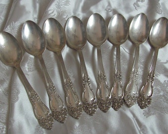 Tiger Lily Festivity 1901 Pattern // Set of 8 Silver Plate Teaspoons // Reed & Barton No mono // Silverware Flatware Cutlery