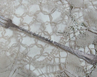 Alhambra 1907 Olivengabel - Seltene 8,25 "21 cm Silberplatte Olivengabel mit gedrehtem Griff - Kein Monogramm Rogers Anchor