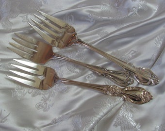3er Set Silber Teller Große Aufschnitt Gabeln - Verschiedene Muster Verziert // Vintage Antique Silverware Besteck Besteck