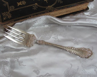 Berkshire 1897 - Silver Plate Large Serving Cold Meat Pastry Fork - 1847 Rogers Mono Rare // Vintage Antique Silverware Flatware Cutlery