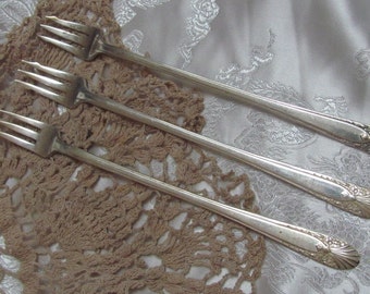 3 Radiance Olive Forks - Rare 8" 20cm Silver Plate Olive Pickle Fork - No Monogram Crown