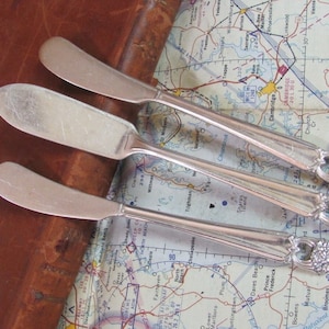 One Master Butter Two Spreader Knives - Eternally Yours Pattern Silver Plate 1847 Rogers  // Antique Vintage Flatware Silverware Cutlery