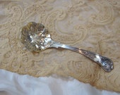 Antique Ornate Sugar Berry Spoon Ladle Silver Plate - Embossed Bowl Kings Pattern EPNS Sheffield England