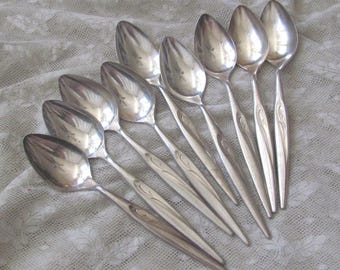 Patrón de vuelo // Juego de 10 cucharas para frutas plateadas - tazón puntiagudo para cítricos de pomelo // Cubiertos de plata