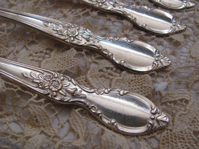 Victorian Rose Pattern 6 Antique Silver Plate Dinner Forks