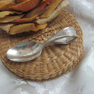 Old Colony Pattern // Silver Plate Small Baby Infant Curved Bent Spoon // Vintage Antique Silverware Flatware // Many more in my shop