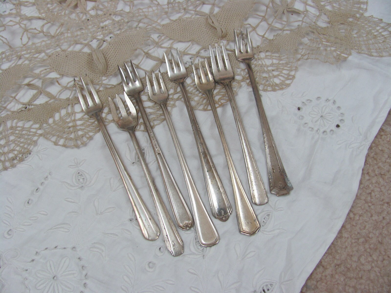 Crab Forks Lot of 8 Antique Silver Plate 3 Prong Forks Crab Etsy