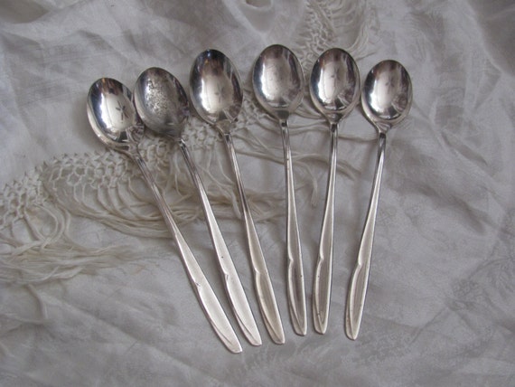 Iced Tea Set of 6 Silver Plate Iced Tea Spoons Supreme Silverplate