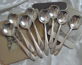 【アンティーク】シルバー　スープスプーン6本 ヴィンテージ音符モチーフ銀製スプーンセット6本